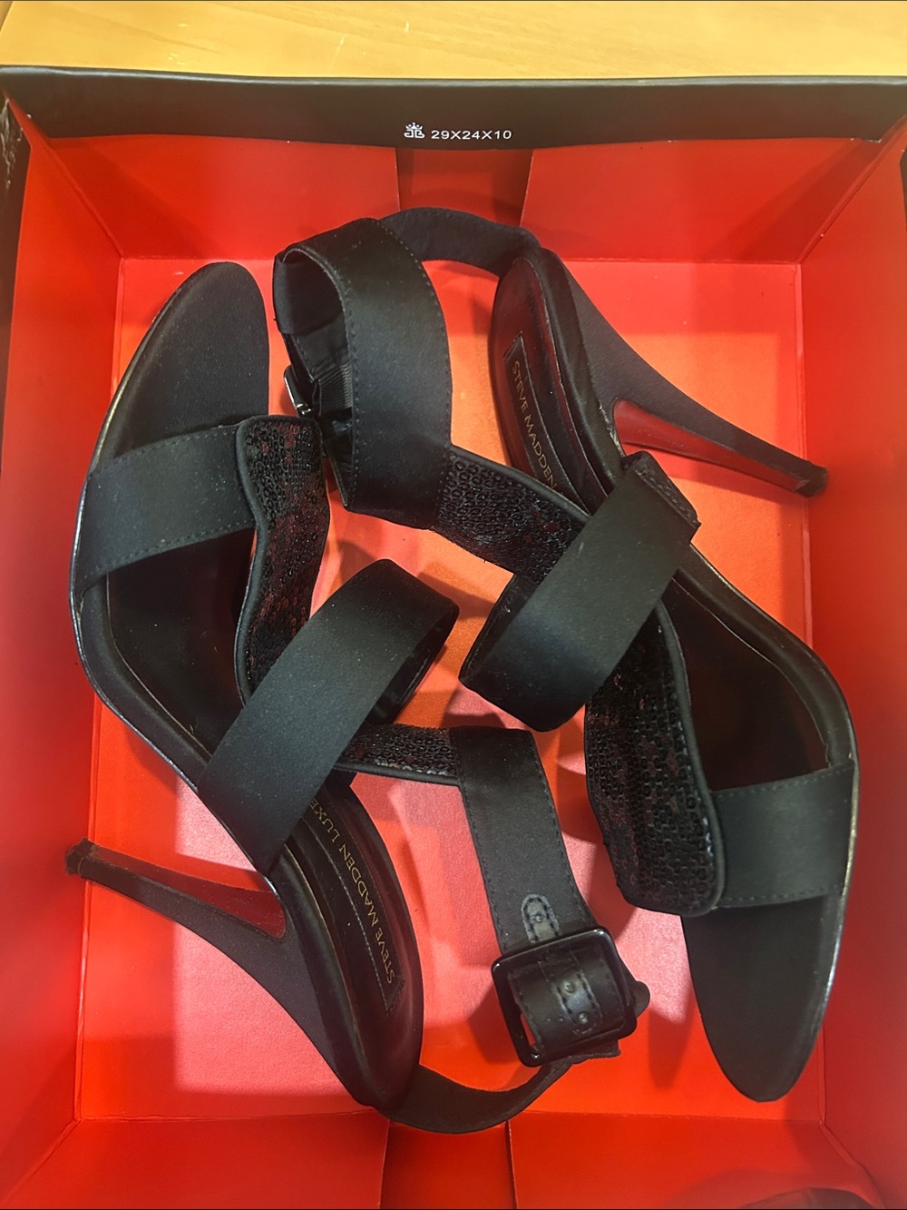 Steve Madden Black Strappy Block-Heel Sandals